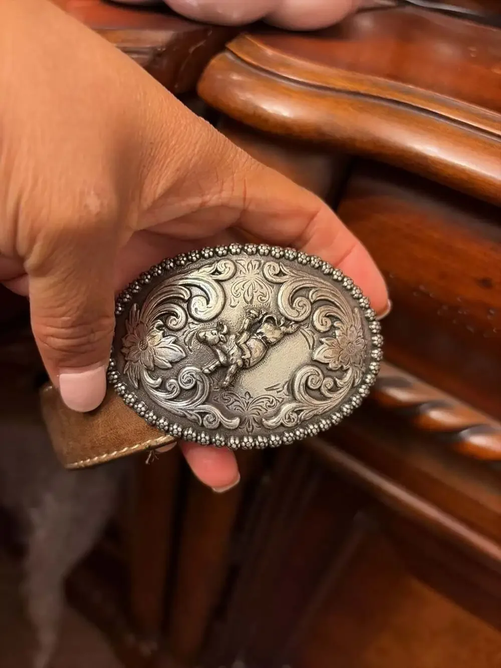 Nocona Children's Brown Bucking Bull Buckle Belt Sz 20